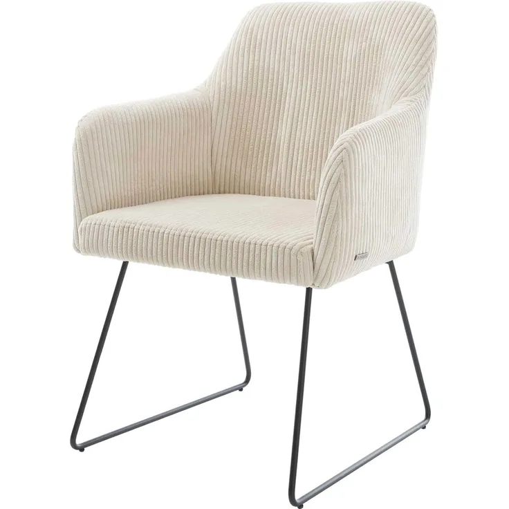 Esszimmerstuhl Greg-Flex Cord Beige Kufengestell Schwarz Taschenfederkern