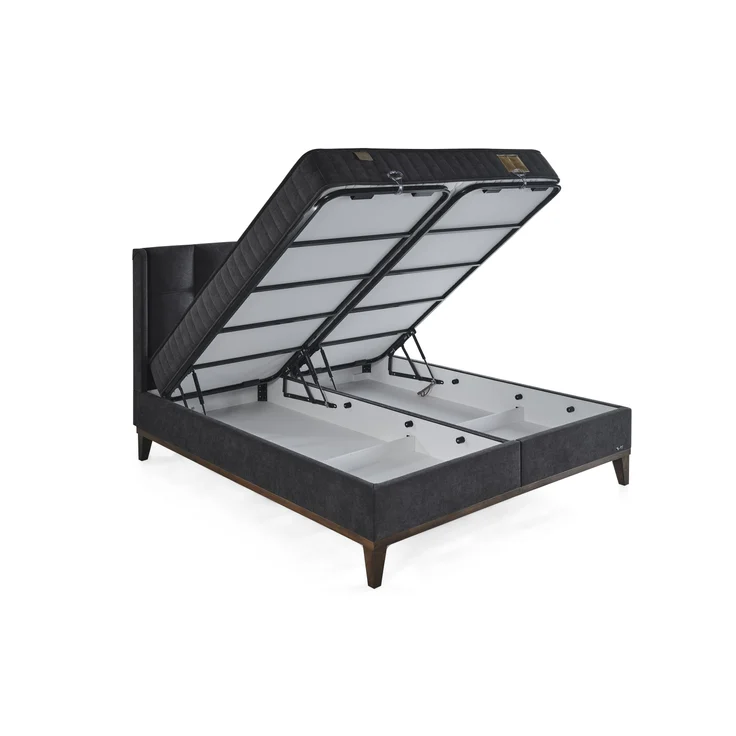 Schlafzimmer-Set "Rina" – Bett mit Bettkasten und Matratze , Nachttisch, Bettbank-Anthrazit – Bild 6