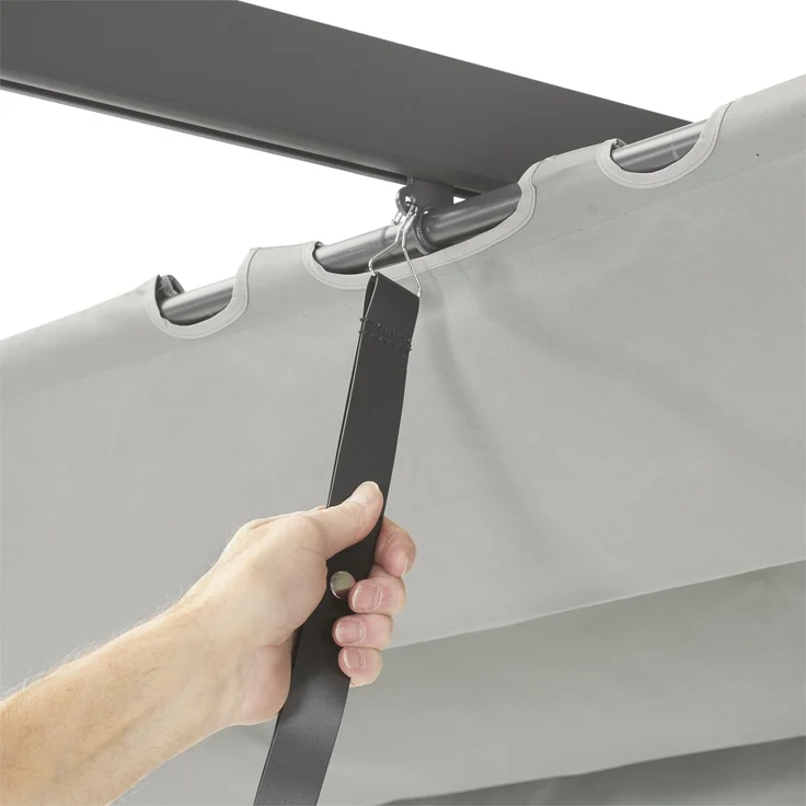 LECO Pergola mit Falt- und Schutzdach lichtgrau, Aluminium- und Stahlgestell anthrazit, 4x3 m – Bild 3