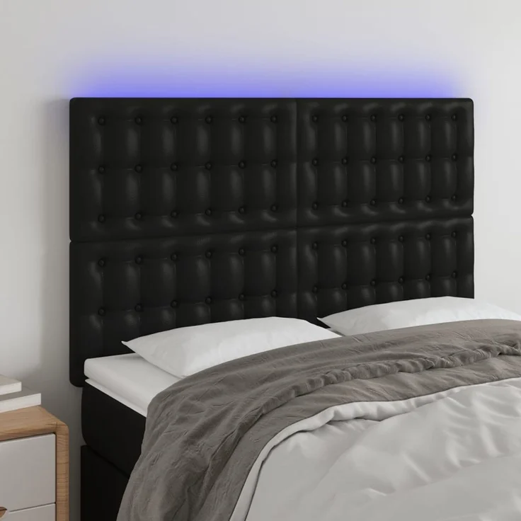 vidaXL LED Kopfteil Schwarz 144x5x118/128 cm Kunstleder 3122514 – Bild 1