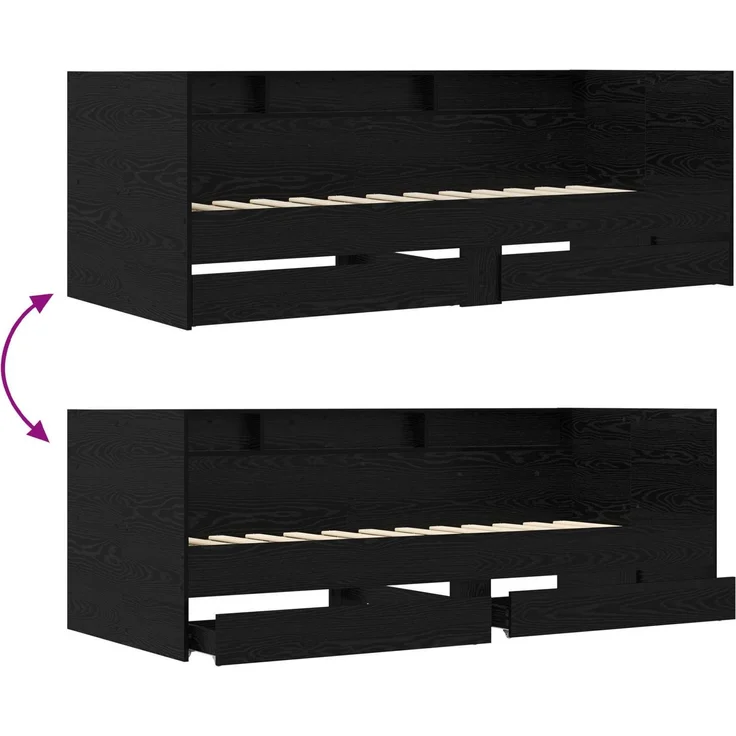 vidaXL Tagesbett mit Schubladen mit Regal Schwarze Eiche Holzwerkstoff 3429643 – Bild 8
