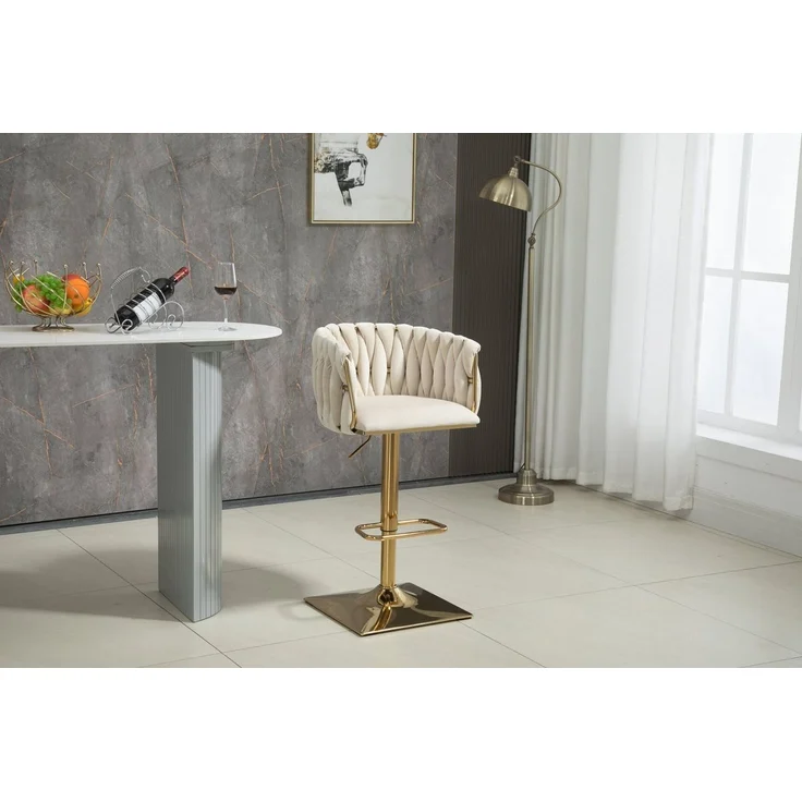 Odikalo Barhocker 2er Barstühle drehbar verstellbar mit Fußstütze Sockel Samt mehrfarbig, 57*43*70cm – Bild 3