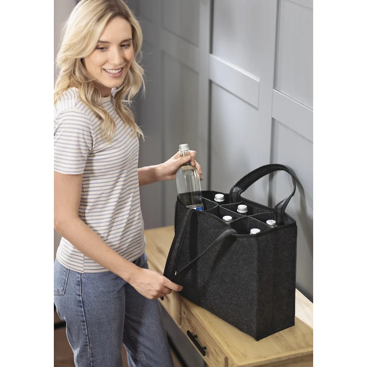 Flaschenträger "Anthrazit" Flaschentasche Flaschen Aufbewahrung Flaschenhalter – Bild 2