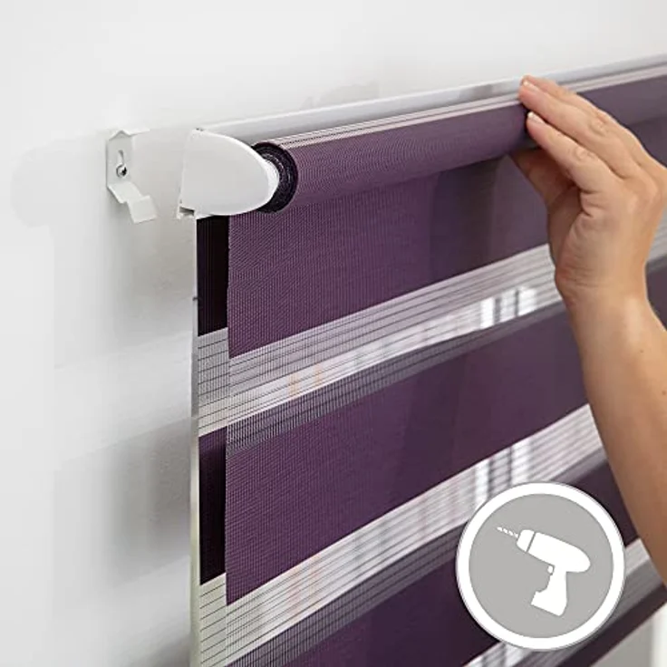 Lichtblick Sonnenschutzsysteme GmbH Doppelrollo Kopenhagen 50 cm x 150 cm (BxL) Brombeer modernes Duo Rollo; Klemm- und schraubbar; Lichtdurchlässig und blickdicht – Bild 5