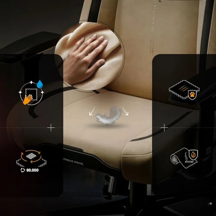 Diablo Ergonomischer Gaming Stuhl Stoff X.Eye Prime Pc Stuhl mit Magnet-Kopfstütze Gaming Sessel Kühlfunktion Gaming Stuhl Ergonomisch Strapazierfähiger Stoff Gaming Chair 140 kg Broken Gold – Bild 7