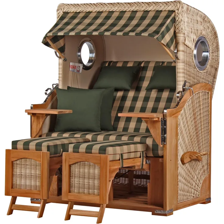 Strandkorb Komplettset - bene living - Ammersee Teak - PE shell - Modell 506 - inkl. Liftersystem