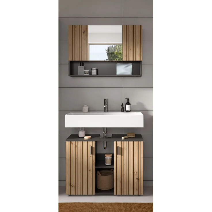 Badkombination B/H/T: 80x180x30 cm in Basalt Nachbildung und -- – Bild 6