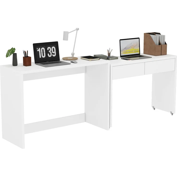 Regalschreibtisch + Kommode-2-in-1 Kompaktschreibtisch, ausziehbar,der gesamte Tisch ist aus 1,8 cm starkem Holz gefertigt, mit Rollen ausgestattet, flexibel kombinierbar,Faltbarer Schreibtisch – Bild 7