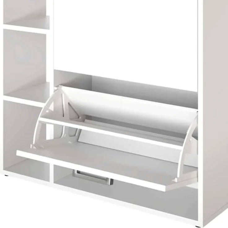 Vicco Schuhkipper 'Orlando', Weiß, Holzwerkstoff, 6 Fächer, 2 Schubladen, Rechteckig, 80x90x25 cm, Schuhaufbewahrung mit Spiegel – Bild 6