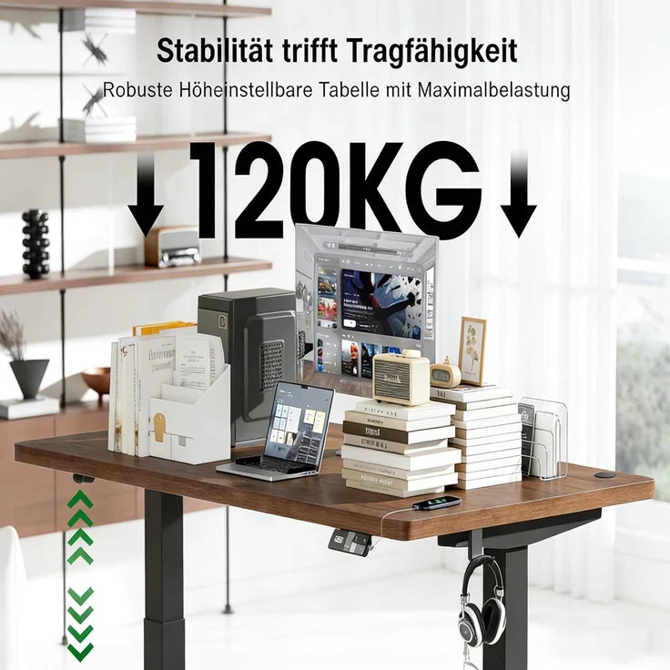 Devoko Höhenverstellbarer Schreibtisch 160x80 cm elektrisch, Höhenverstellung 71-121 cm mit Smart Control, 120 kg Tragkraft, für gesundes Arbeiten – Bild 6