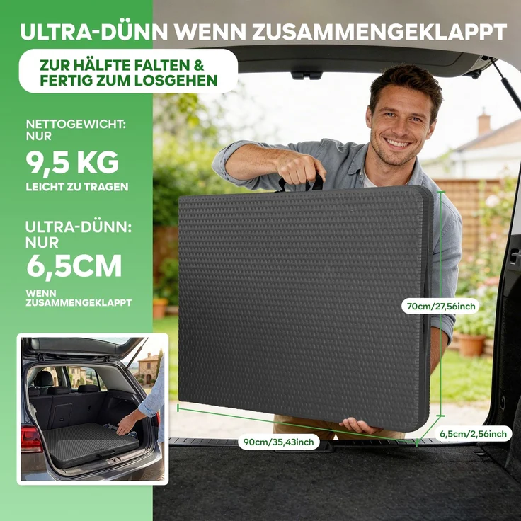 Eiryss Klapptisch 180cm Schwarz Rattan-Optik HDPE – Tragbarer Gartentisch mit 3 Sicherheitsverriegelungen, Camping & Picknick, 150kg – Bild 6