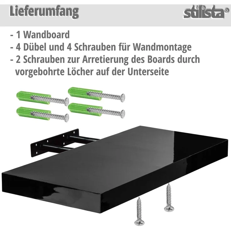STILISTA® Wandregal Volato, freischwebend, Stärke 3,8cm, schadstoffgeprüft, Holzdekor-hell Rustikal, 110 cm – Bild 3