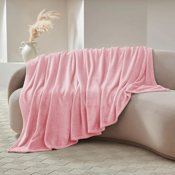 Kuscheldecke 230x270 Sofadecke Fleecedecke Wohndecke 270 x 230 cm Rosa – Bild 7