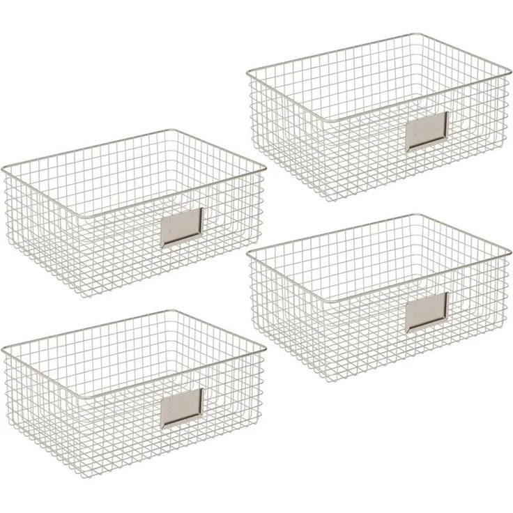 mDesign Allzweckkorb Aufbewahrung Drahtkorb Organizer 4er-Set Metall Mattsilber