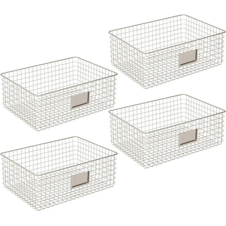 mDesign Allzweckkorb Aufbewahrung Drahtkorb Organizer 4er-Set Metall Mattsilber – Bild 1