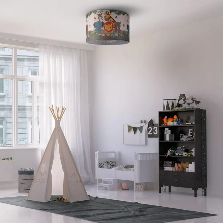 Paco Home Deckenleuchte Diamond 634, ohne Leuchtmittel, Kinderlampe Deckenlampe LED Kinderzimmer, Dschungel-Tiere, E27 – Bild 2