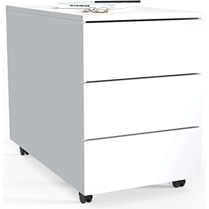 MID.YOU Rollcontainer, Weiß, Holzwerkstoff, 3 Schubladen, erweiterbar, griffloses Öffnen, 39x55x45 cm – Bild 7