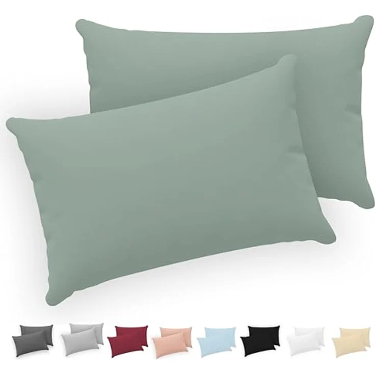 Twinzen® Kissenbezug 30x50 (2er-Set) - 100% Jersey Baumwolle 150 GSM Kissenbezüge - Grün - Für Kissenbezüge 30x50 cm - Kissenhülle - Kissenbezug mit Reißverschluss - Oeko-Tex Zertifiziert – Bild 2