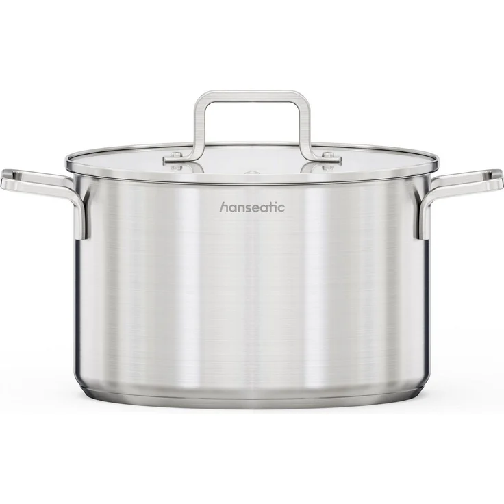 Hanseatic Kochtopf DAILY, Edelstahl 18/10 (1-tlg), handfreundliche Griffe, Literskala, Glasdeckel, Induktion – Bild 1