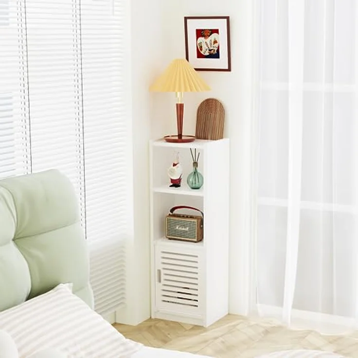 Dripex Badezimmerschrank, Badschrank schmal, Toilettenschrank, Beistellschrank für Bad, Flur, Küche, Wohnzimmer, 80 x 25 x 22 cm,weiß – Bild 6