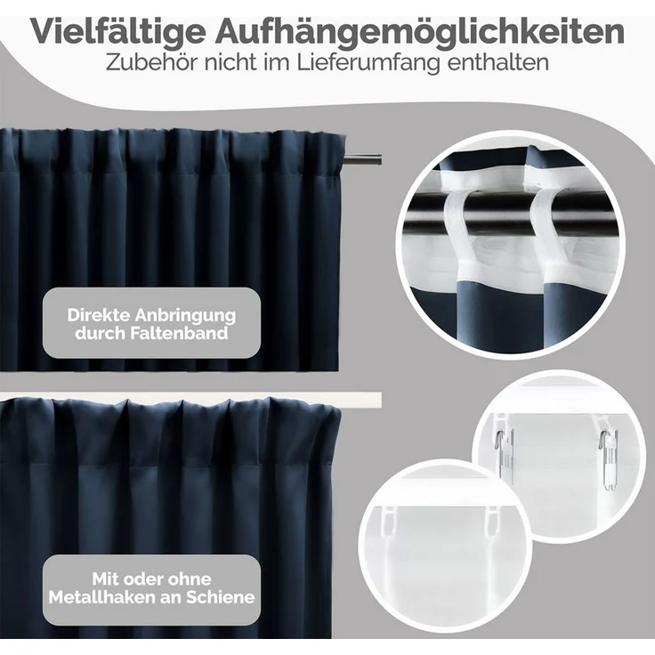 Blumtal Verdunkelungsvorhang Verdunkelungsvorhang 2er-Set Thermovorhang Wärme- & Kälteisolierend, OEKO TEX Zertifiziert mit Kräuselband – Bild 2
