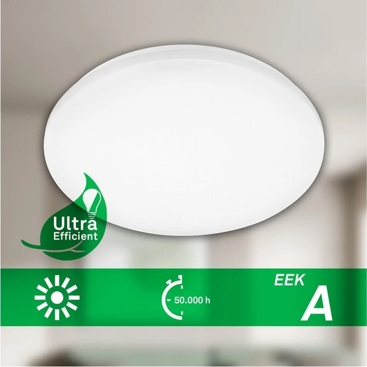 BRILONER - LED Deckenleuchte Effizienzklasse A, neutralweiß Lichtfarbe, 12W, 2520lm, 50.000h Licht, LED Lampe, Deckenlampe, Wohnzimmerlampe, Küchenlampe, Deckenbeleuchtung, Flurlampe, 38 cm, Weiß – Bild 3