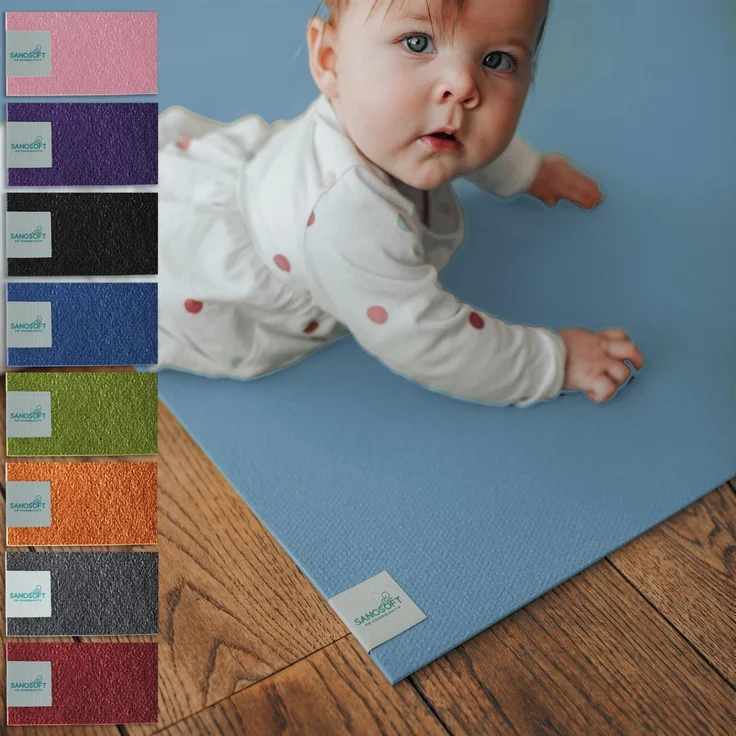 Krabbelmatte Sanosoft 60x100cm Hellblau | Öko-Tex und in Deutschland produziert - beidseitig rutschfeste Krabbelunterlage – Bild 7