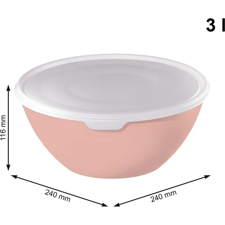 Rotho Schüssel mit Deckel Caruba, 3 l linnea pink, Schale – Bild 2
