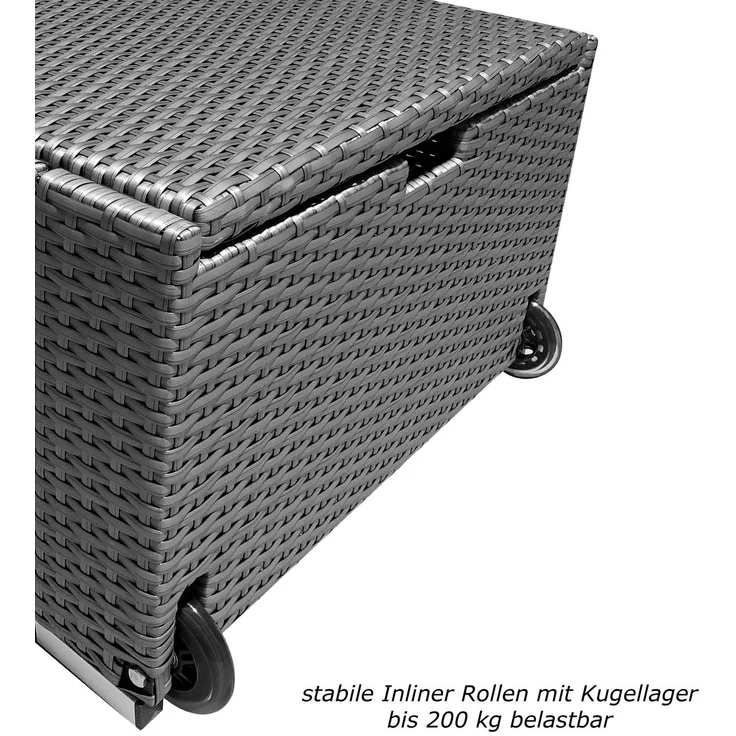 Sonnenliege Verona High mit Rollen und Auflage Creme-Weiss, Farbe Grau Silber – Bild 4