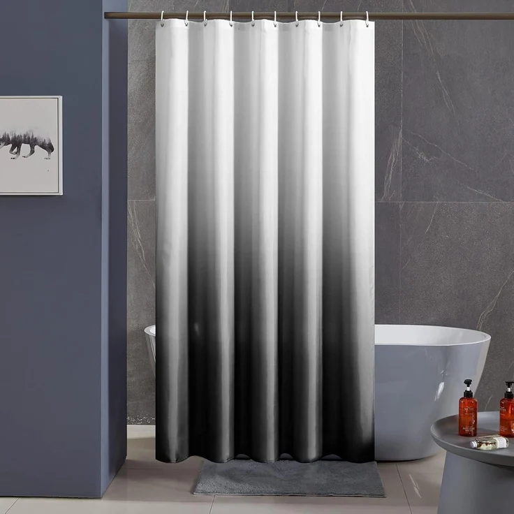 Duschvorhang Textil Antibakteriell Schwarz-Weiß 200x200cm – Bild 1