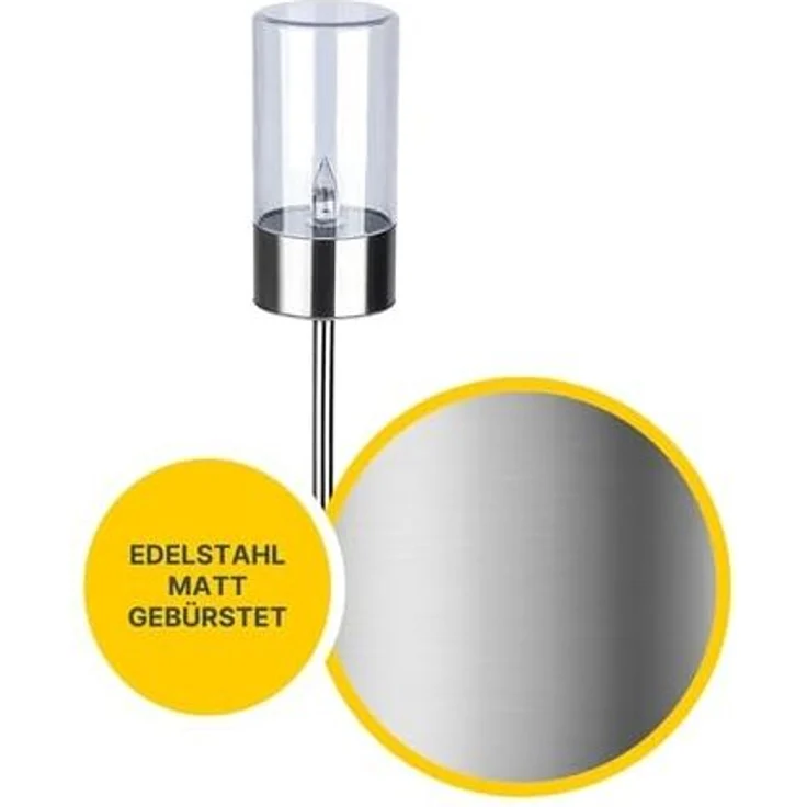 MeLiTec LED Solarleuchte Edelstahl Solarfackel, SO37, LED fest integriert, warmweiß, 3er Set, Zylinderform, aus Edelstahl – Bild 5