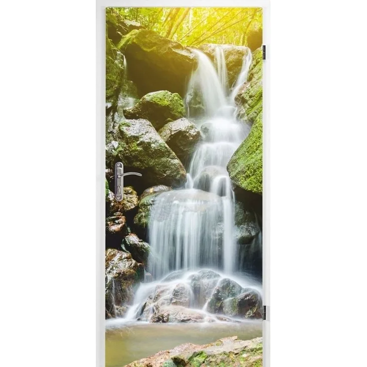 nikima Wandtattoo TB-06 selbstklebendes Türbild – Wasserfall (PVC-Folie), 0,9 x 2 m selbstklebende Folie