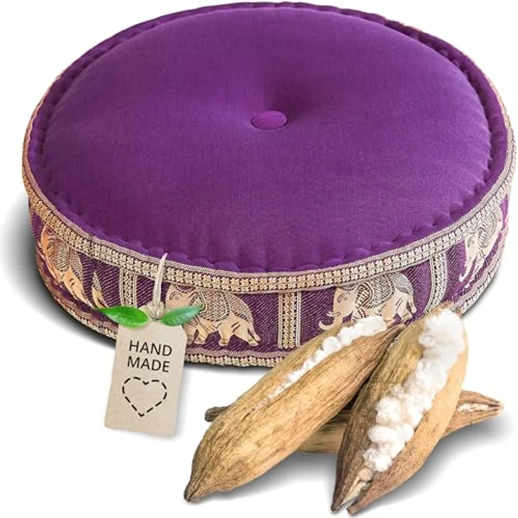 livasia Meditationskissen Zafukissen groß (Deluxe) vegan und handgefertigt, 44x15cm, Kapok – Bild 2