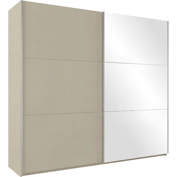 Mirjan24 Kleiderschrank Magnus 225 (Farbe: Sandbeige / Sandbeige + Spiegel), 244 x 65 x 225 cm
