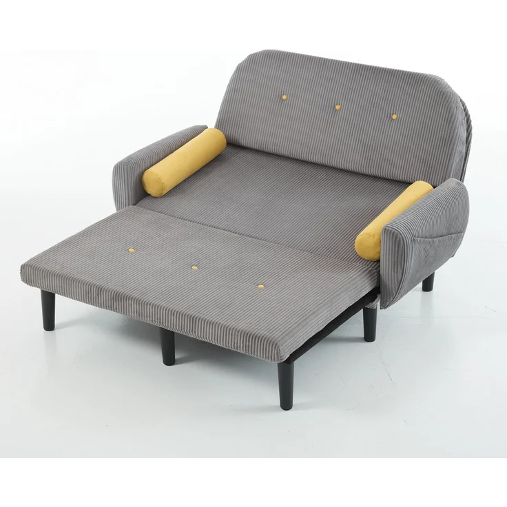 ZUBALIYA Sofa mit Stauraum, mit Cordbezug, mit Schaumstoffpolsterung, für Wohnzimmer und Apartments, mit stabilem Untergestell, Grau – Bild 3
