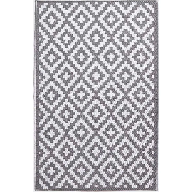 Homescapes Outdoor Teppich wetterfest – Zoe Gartenteppich aus recyceltem Polypropylen, beidseitig verwendbar, grau Gemustert, für Balkon, Terrasse, Garten, Camping & Indoor, 120x180 cm