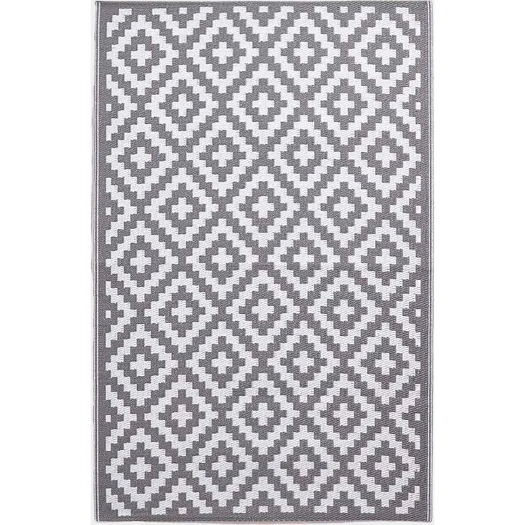 Homescapes Outdoor Teppich wetterfest – Zoe Gartenteppich aus recyceltem Polypropylen, beidseitig verwendbar, grau Gemustert, für Balkon, Terrasse, Garten, Camping & Indoor, 120x180 cm