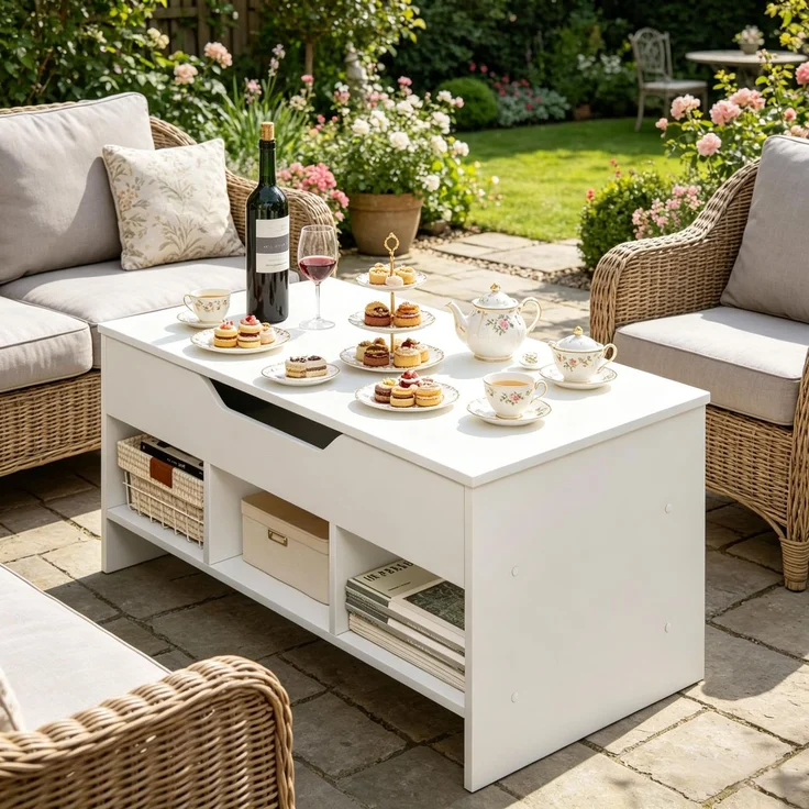 EINHOM Kleiner Esstisch, Couchtisch, PC-Schreibtisch, Transformable Wohnzimmer Tisch, Beistelltisch (Nur Mit Tisch) – Bild 1