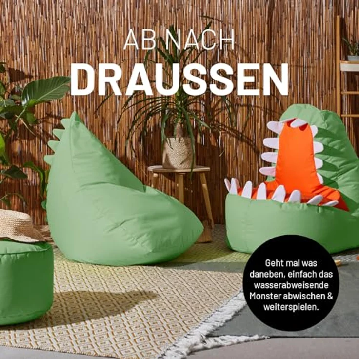 Lumaland Sitzsack Kinder Monster 80 x 80 x 70 cm, weiches Sitzpolster, pflegeleichtes Material, leicht – Bild 7