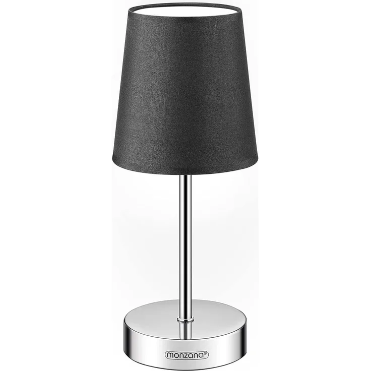 monzana Tischleuchte, Anthrazit 1er Set, 32 cm Stoffschirm E14 Chrom Metall Wohnzimmer Büro Schlafzimmer