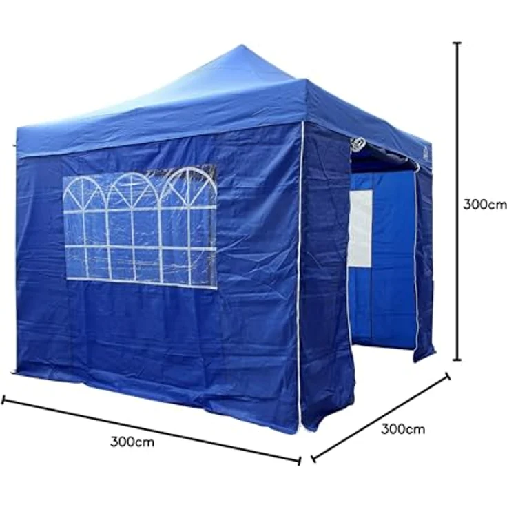All Seasons Gazebos 3x3 m vollständig wasserdichtes Faltpavillon mit 4 Seitenteilen - Königsblau – Bild 10