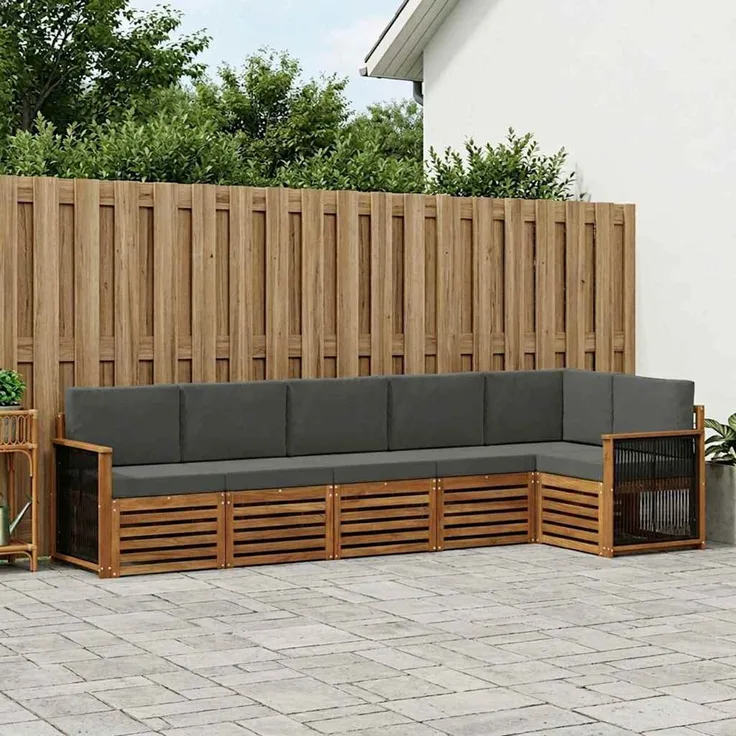 vidaXL Outdoor-Sofagarnitur 6 stk. 6-Sitzer Natur und Anthrazit 3384413