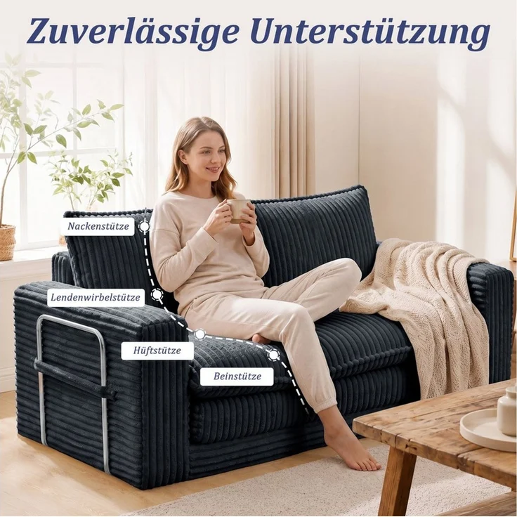 HomeMiYN Schlafsofa 2-Sitzer L139 CM klappbar Ecksofa mit Bettfunktion für kleine Räume, 1 Teile, 2-in-1 Schlafsofa – Tagsüber Sofa, nachts Gästebett (bis 240 kg) – Bild 3