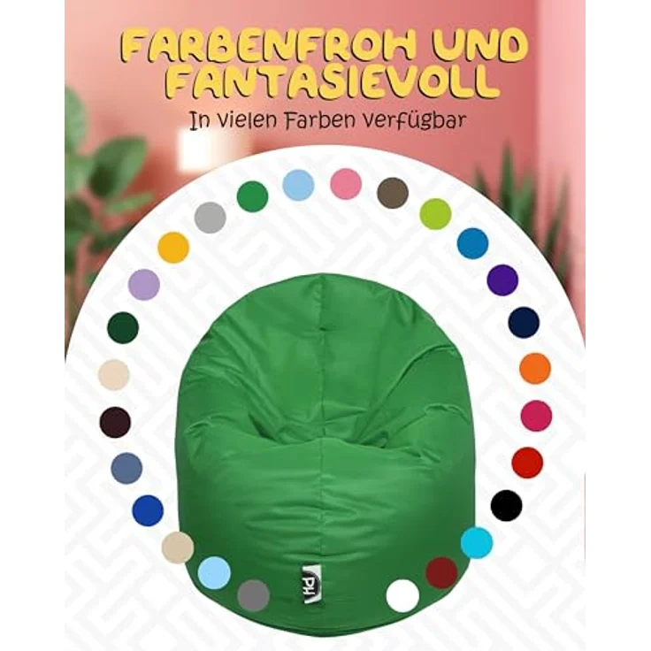 PATCH HOME 2-in-1 Sitzsack Sessel - Gaming Bean Bag mit Reißverschluss - Bereits befüllt, Ergonomisch & Robust für Kinder & Erwachsene - Indoor & Outdoor, Wetterfest (Grün, 155cm) – Bild 8
