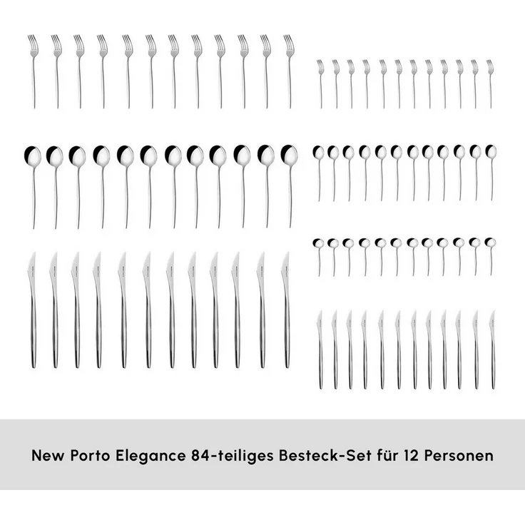 Karaca Besteck-Set Karaca New Porto Platin Besteckset für 12 Personen 84teilig Edelstahl, 12 Personen – Bild 3