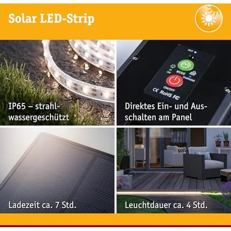 Paulmann 71193 LED Stripe Solar mit Fernbedienung 5m IP44 dimmbar – Bild 4