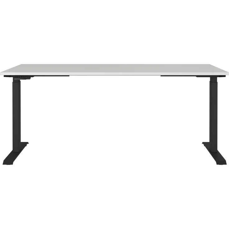 Germania Schreibtisch 7909-581, in Lichtgrau/Schwarz, EL. höhenverstellb, 180 x 120 x 80 cm (BxHxT) – Bild 1