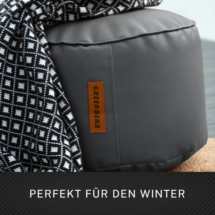Green Bean® Sitzhocker aus Kunstleder - Pouf mit EPS Perlen Füllung - 43 x 30 cm - perfekte Ergänzung zum Sitzsack - Grau – Bild 6