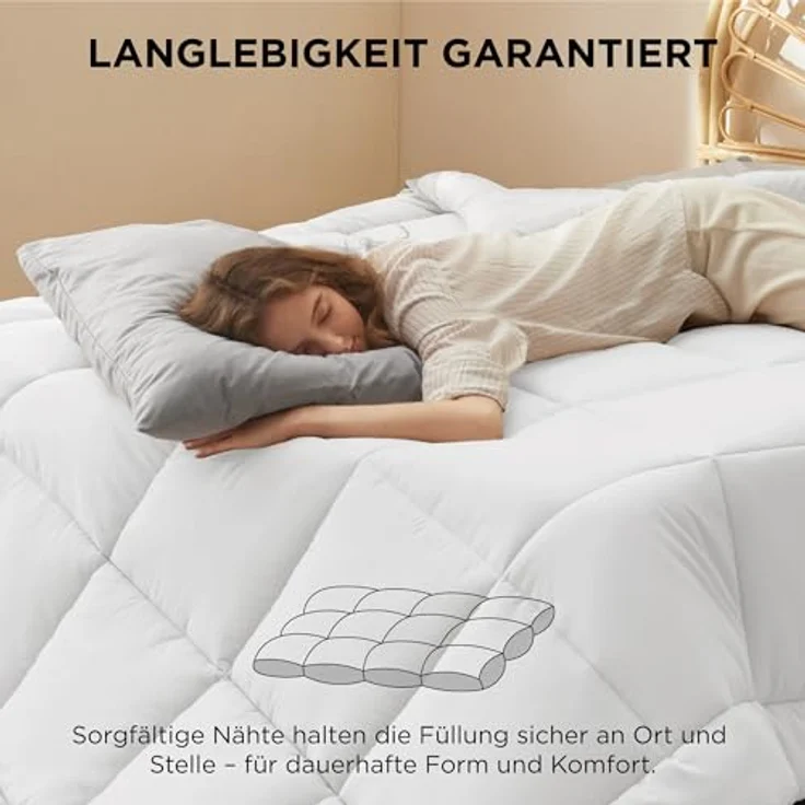 BEDSURE Bettdecke 155x220 Winterdecke 450gsm - Warm Winterdecke 155x220 cm für Winter, 220x155 Waschbar Dicke Winterbettdecke, Weiß – Bild 7