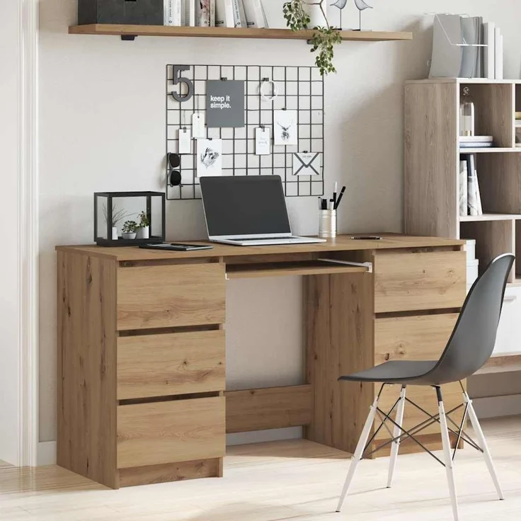 vidaXL Schreibtisch Artisan-Eiche 140x50x77 cm Holzwerkstoff 855961 – Bild 2